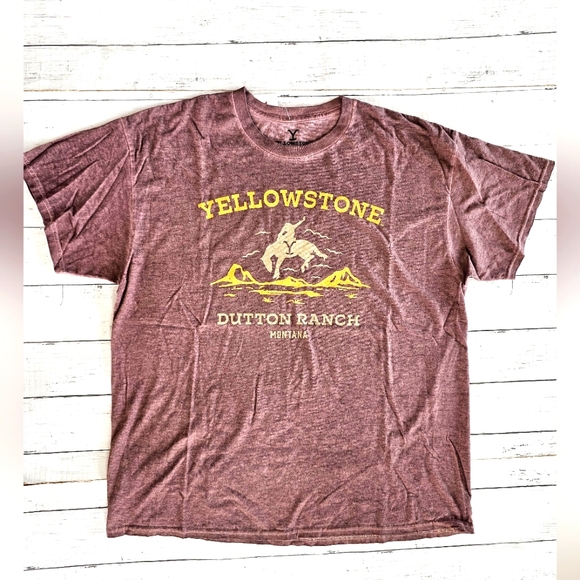 Yellowstone Western Taupe Brown & Golden Yellow Graphic Tee Shirt Top Unisex - Picture 3 of 9